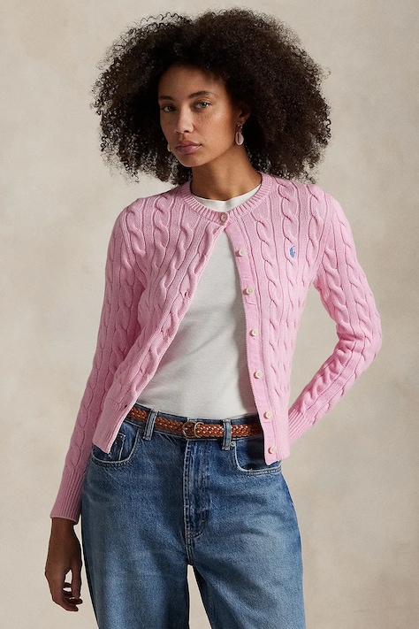 Polo Ralph Lauren cardigan din bumbac culoarea roz, 211971868