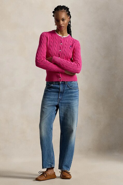 Polo Ralph Lauren kardigan bawełniany damski kolor różowy 211971868