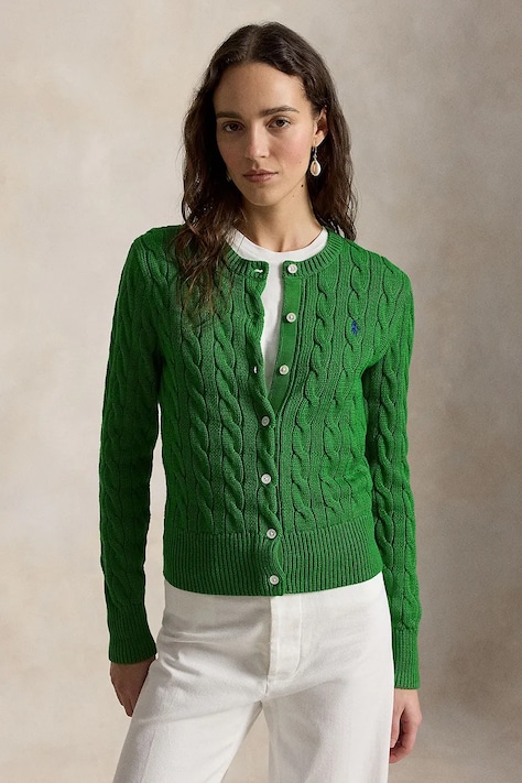 Polo Ralph Lauren kardigán dámsky bavlnený zelený 211971868