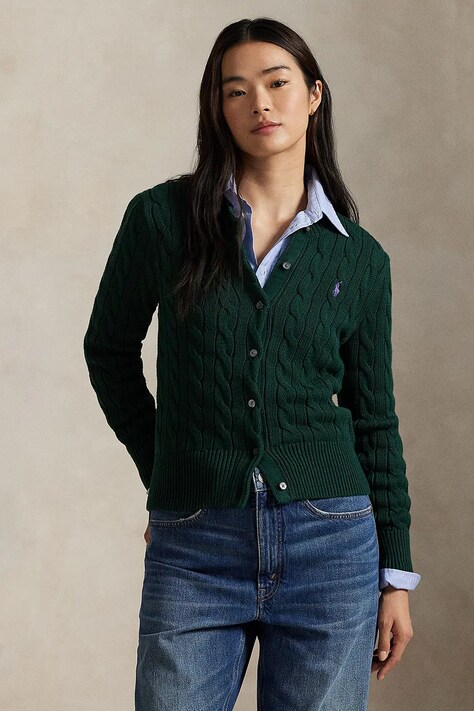 Βαμβακερή ζακέτα Polo Ralph Lauren γυναικεία, χρώμα: ροζ, 211971868