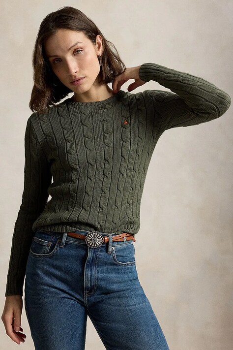 Polo Ralph Lauren Свитер из хлопка для женщин зелёный 211971869