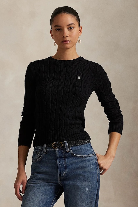 Polo Ralph Lauren πουλόβερ γυναικείο βαμβακερό μαύρο 211971869