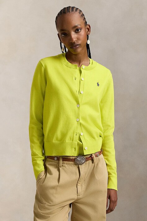 Polo Ralph Lauren kardigan damski kolor zielony lekki 211971871