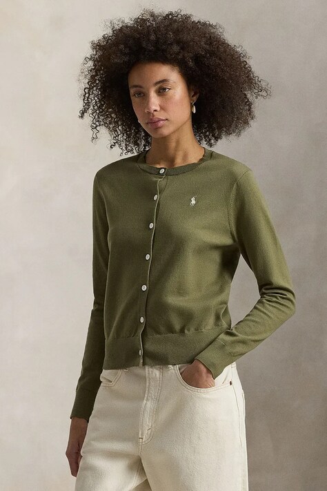 Polo Ralph Lauren kardigan damski kolor zielony lekki 211971871