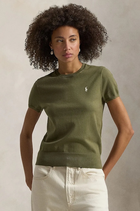 Polo Ralph Lauren pulover kratkih rukava ženski s pamukom zeleni 211971872
