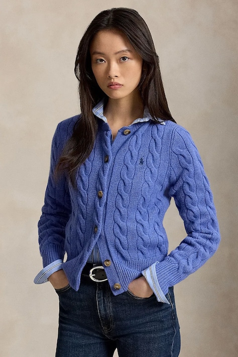 Polo Ralph Lauren kardigan wełniany damski niebieski 211972104