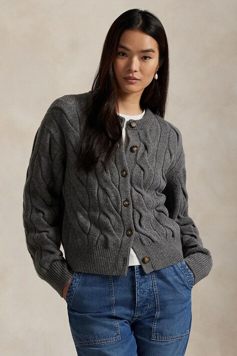 Вовняний кардиган Polo Ralph Lauren колір сірий 211972128