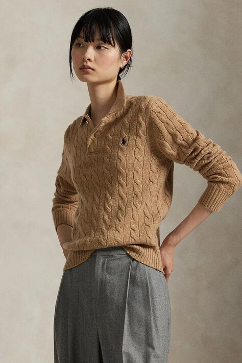 Vlnený sveter Polo Ralph Lauren béžová farba, ľahký, 211972132