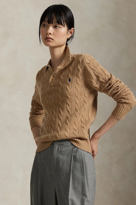 Вълнен пуловер Polo Ralph Lauren в бежово от лека материя 211972132