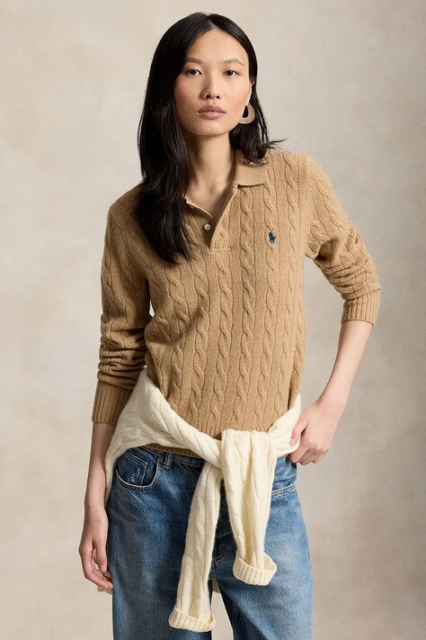 Polo Ralph Lauren sweter damski wełniany brązowy 211972132