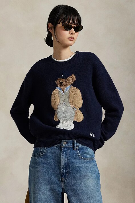 Вовняний светр Polo Ralph Lauren колір синій  211972139