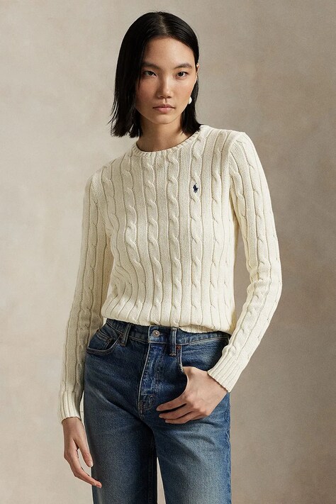 Polo Ralph Lauren sweter damski wełniany beżowy 211A91216