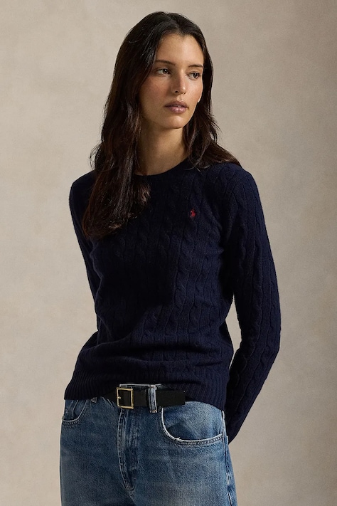 Polo Ralph Lauren sweter damski wełniany granatowy 211A91216