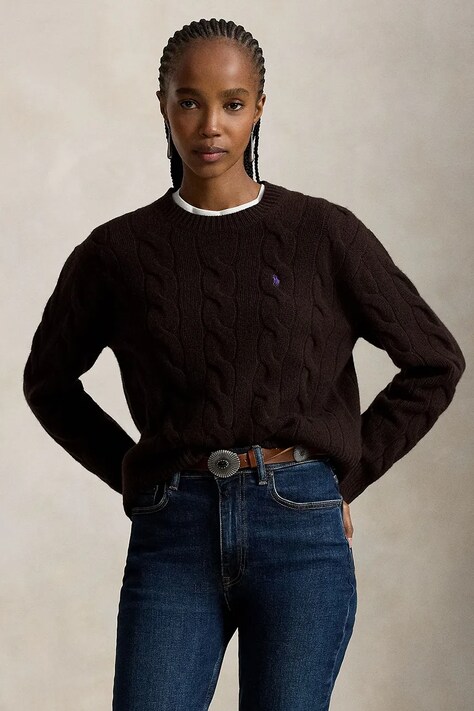 Polo Ralph Lauren sweter damski wełniany brązowy 211A91216