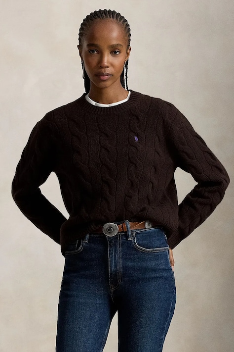 Polo Ralph Lauren sweter damski wełniany brązowy 211A91216