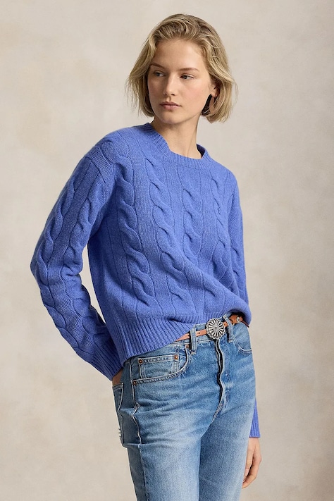Polo Ralph Lauren sweter damski wełniany niebieski 211A91216