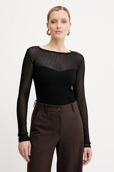 Patrizia Pepe sweter damski kolor czarny lekki 8K0305 K143