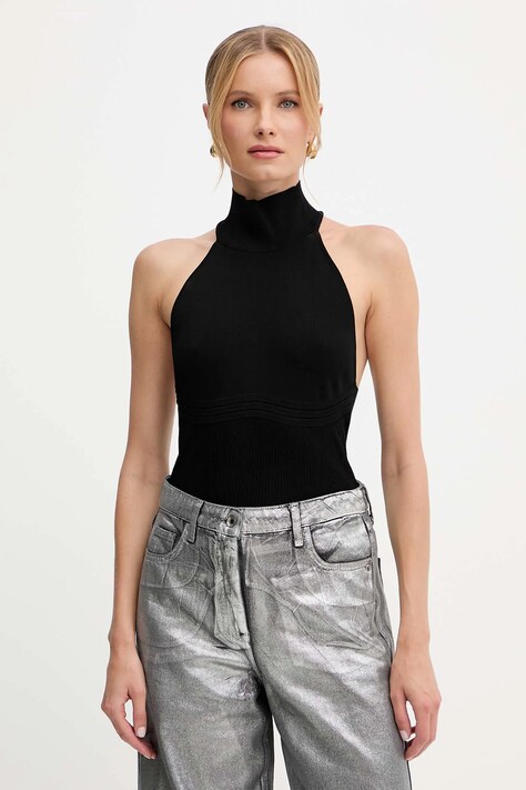 Patrizia Pepe top damskie kolor czarny z golfem 8K0310 K274