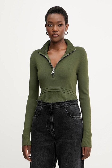 Patrizia Pepe pulover culoarea verde, cu turtleneck, 8K0323 K274