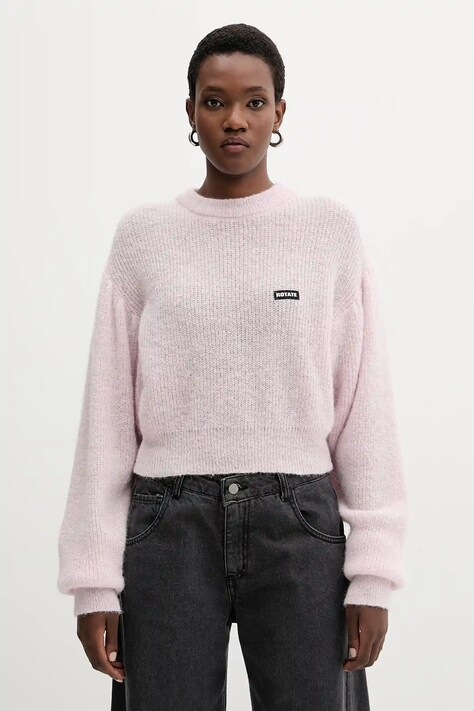 Rotate sweter z wełną 0 damski kolor różowy lekki 114278191