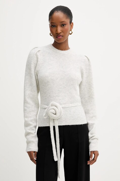 Rotate sweter z wełną 0 damski kolor szary lekki 1142772344