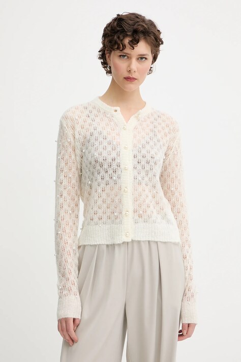 MUNTHE cardigan din lână PERL culoarea bej, light, 252162025274