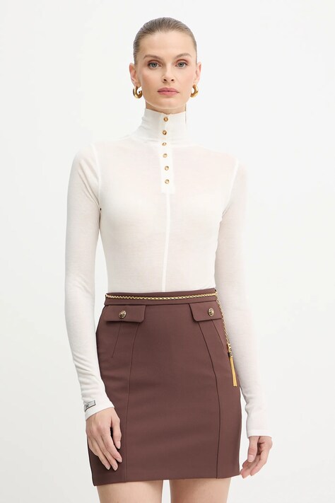Elisabetta Franchi sweter z dodatkiem wełny damski kolor beżowy lekki MD61B56E2