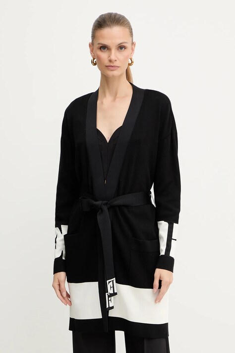 Elisabetta Franchi kardigan damski kolor czarny lekki MK02S56E2