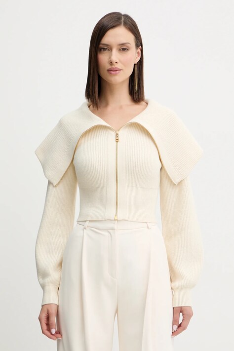 Elisabetta Franchi cardigan din amestec de lână culoarea bej, light, MK04S56E2