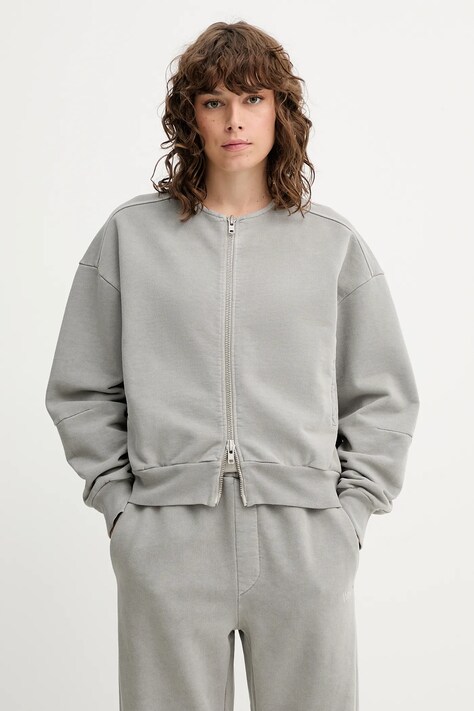 Won Hundred bluza bawełniana damska kolor szary gładka 3692-12082