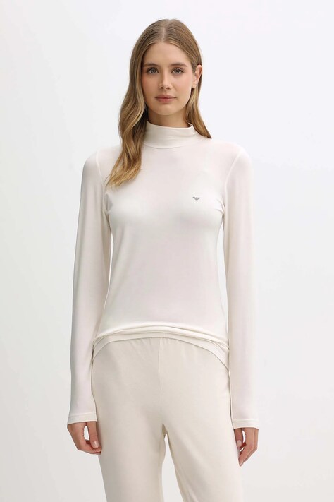 Emporio Armani Underwear longsleeve lounge z dodatkiem wełny kolor beżowy z półgolfem EW002039 AF15361