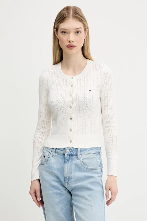 Tommy Jeans cardigan culoarea bej, light, DW0DW20966