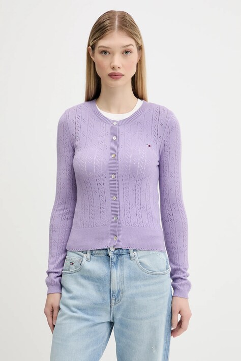 Tommy Jeans cardigan culoarea violet, light, DW0DW20966