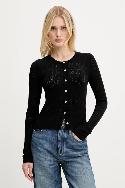 Tommy Jeans cardigan culoarea negru, light, DW0DW20966