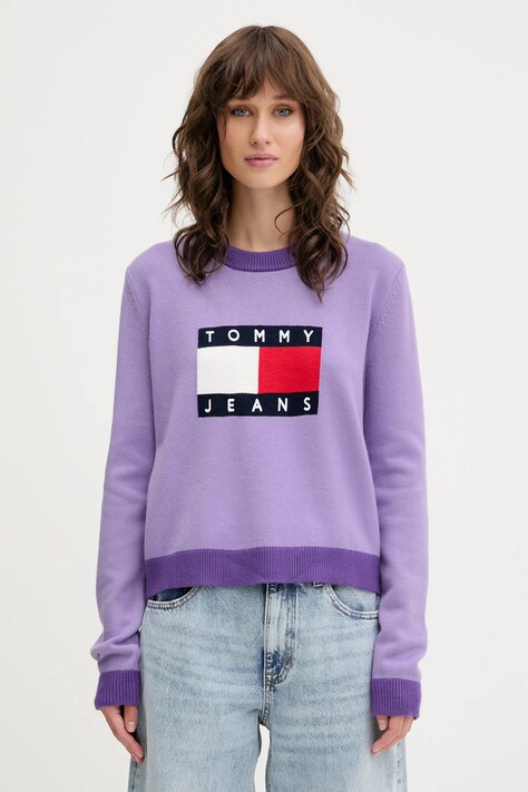 Tommy Jeans sweter damski kolor fioletowy DW0DW20970