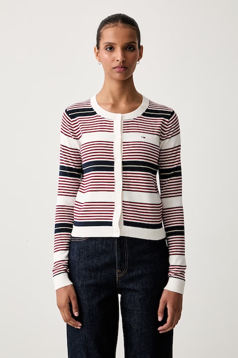 Tommy Jeans kardigan damski bawełniany beżowy DW0DW20976