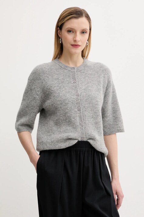 Samsoe Samsoe cardigan din lână SAANOURA culoarea gri, F25200115