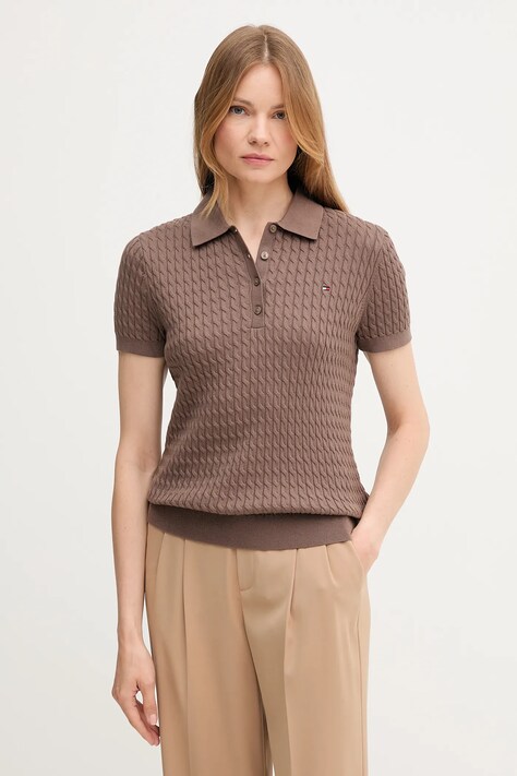 Tommy Hilfiger maglione in cotone donna colore marrone  WW0WW41474