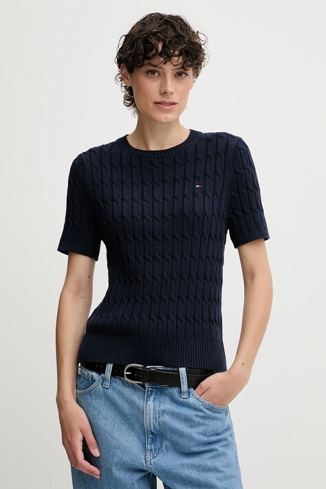 Tommy Hilfiger pulover de bumbac culoarea bleumarin, WW0WW45656