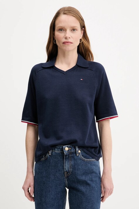 Хлопковый свитер Tommy Hilfiger цвет синий лёгкий WW0WW45694