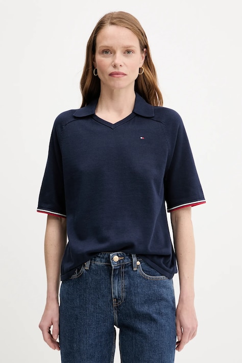 Βαμβακερό πουλόβερ Tommy Hilfiger χρώμα: ναυτικό μπλε, WW0WW45694