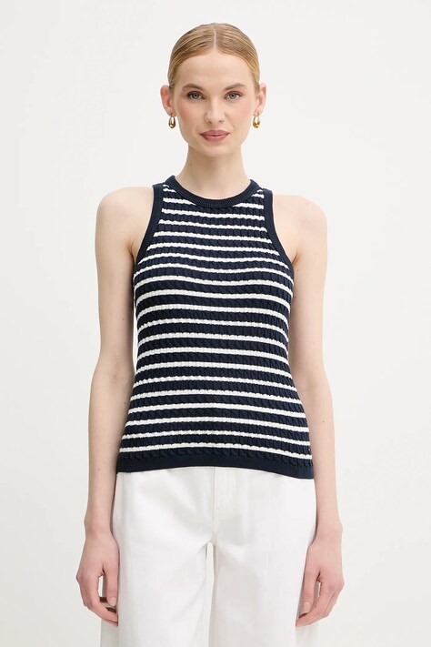 Tommy Hilfiger vestă din bumbac culoarea bleumarin, WW0WW45706