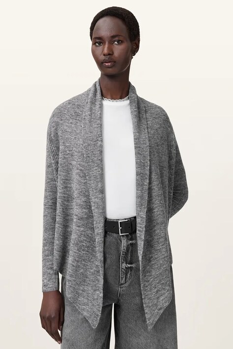 AllSaints cardigan din amestec de lână HARPER culoarea gri, light, W052KC
