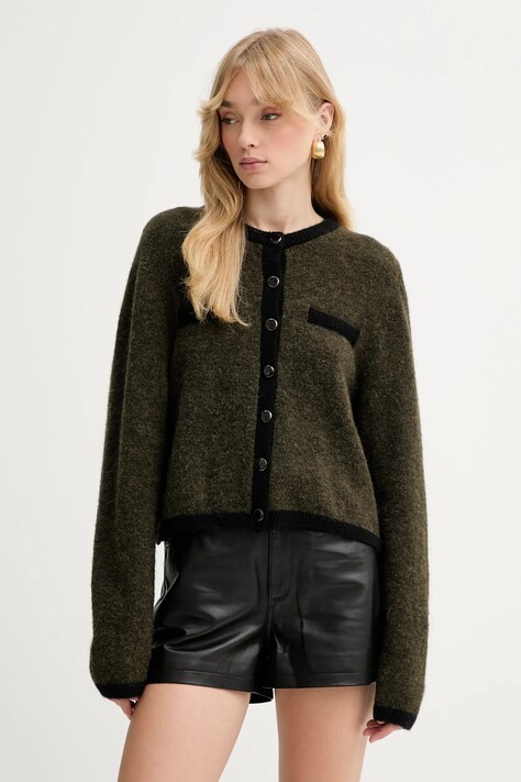 Gestuz gyapjú kardigán zöld, könnyű, 10910459