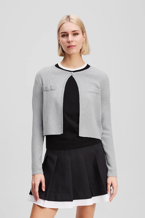 Karl Lagerfeld cardigan con aggiunta di lana donna colore grigio A3W18033