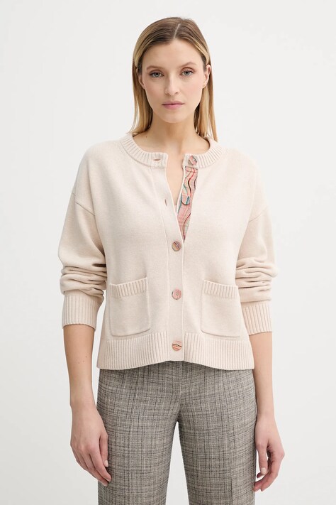 PS Paul Smith kardigan wełniany damski kolor beżowy W2R-585N-T31330