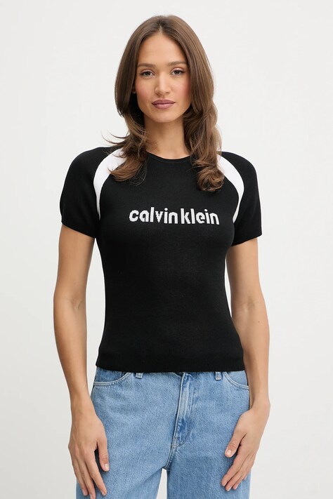 Calvin Klein Jeans sweter damski kolor czarny lekki LV047C307G