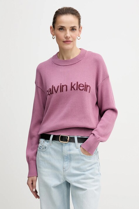 Calvin Klein Jeans sweter bawełniany damski kolor różowy lekki LV047C311G