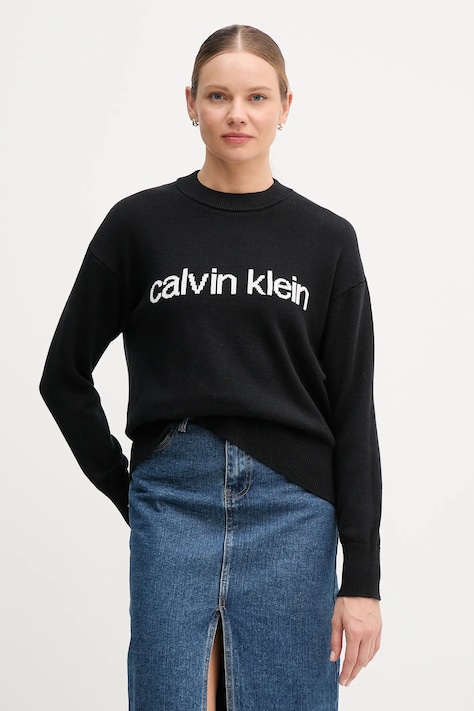 Бавовняний светр Calvin Klein Jeans колір чорний легкий LV047C311G