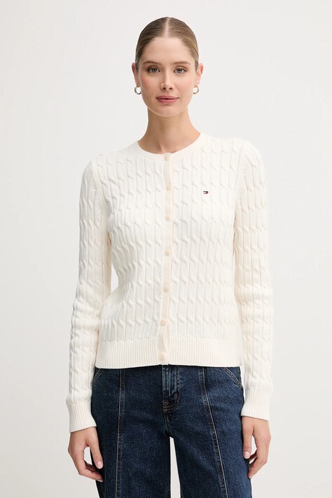 Tommy Hilfiger kardigan bawełniany damski kolor beżowy WW0WW46514